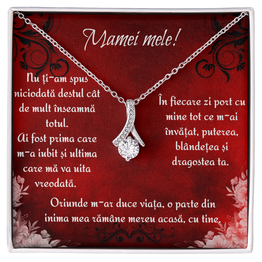 Colier "Mamei mele" placat aur alb 14K - Cadou din suflet pentru mama ta